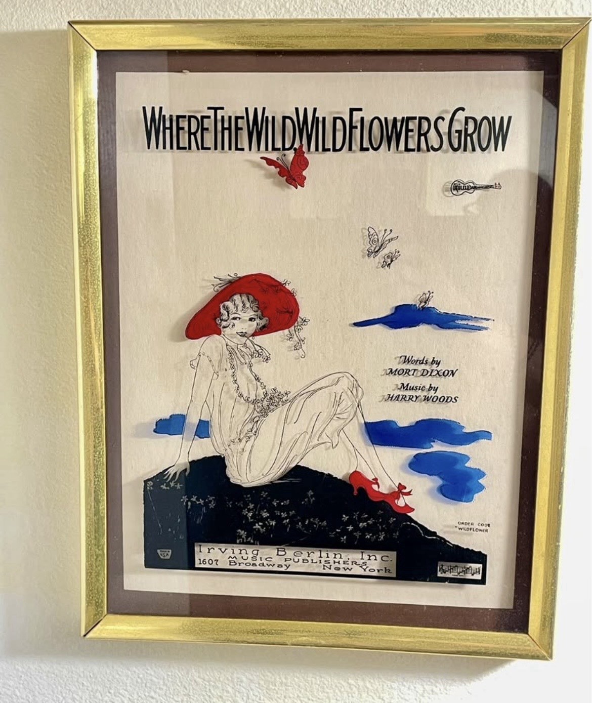 VTG Culver Time Sheet Music Mirror Art Where The Wild Wild Flowers Grow 11x14⁠