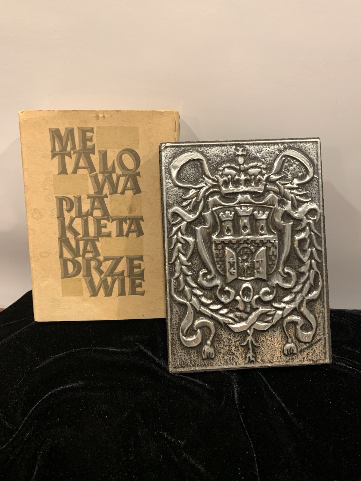 Polish Krakow World War II era embossed metal Plaque.Souvenir Original Sleeve