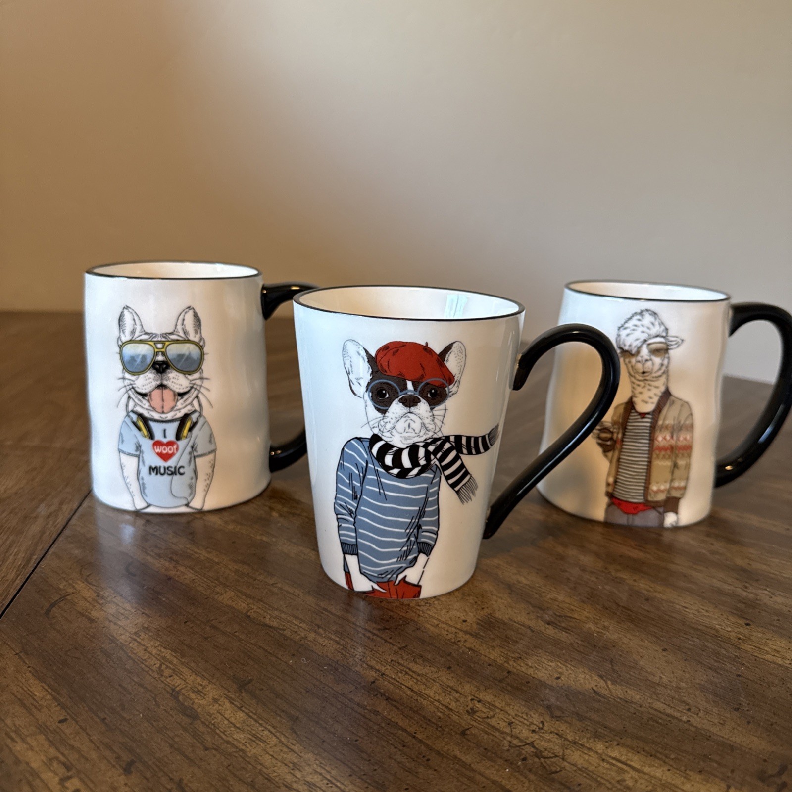 Signature Hipster Animal Large Coffee Cup Mugs Set Of 3