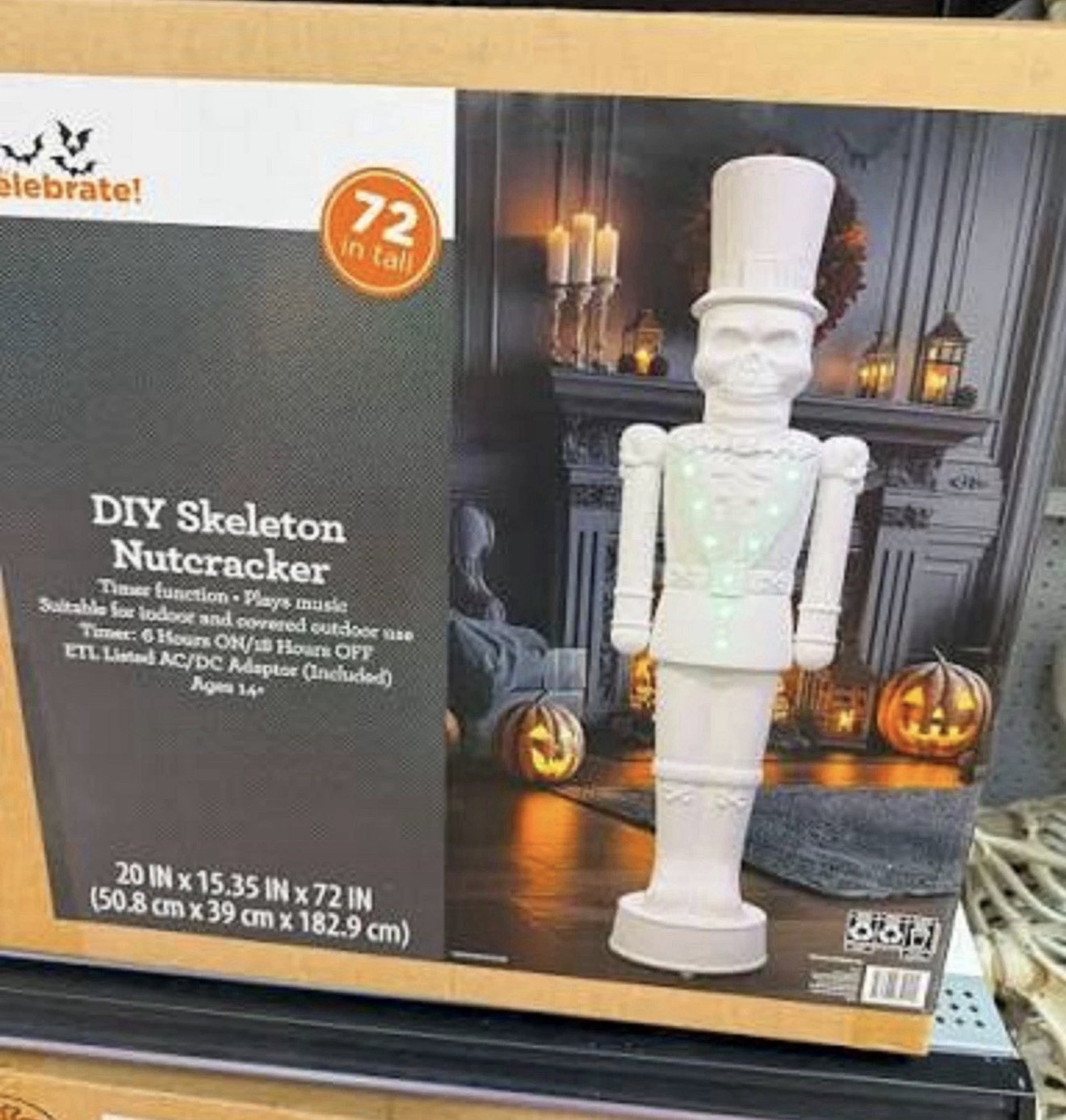 6 FT Celebrate  Lighted Halloween Skeleton Nutcracker DIY Paint Yourself