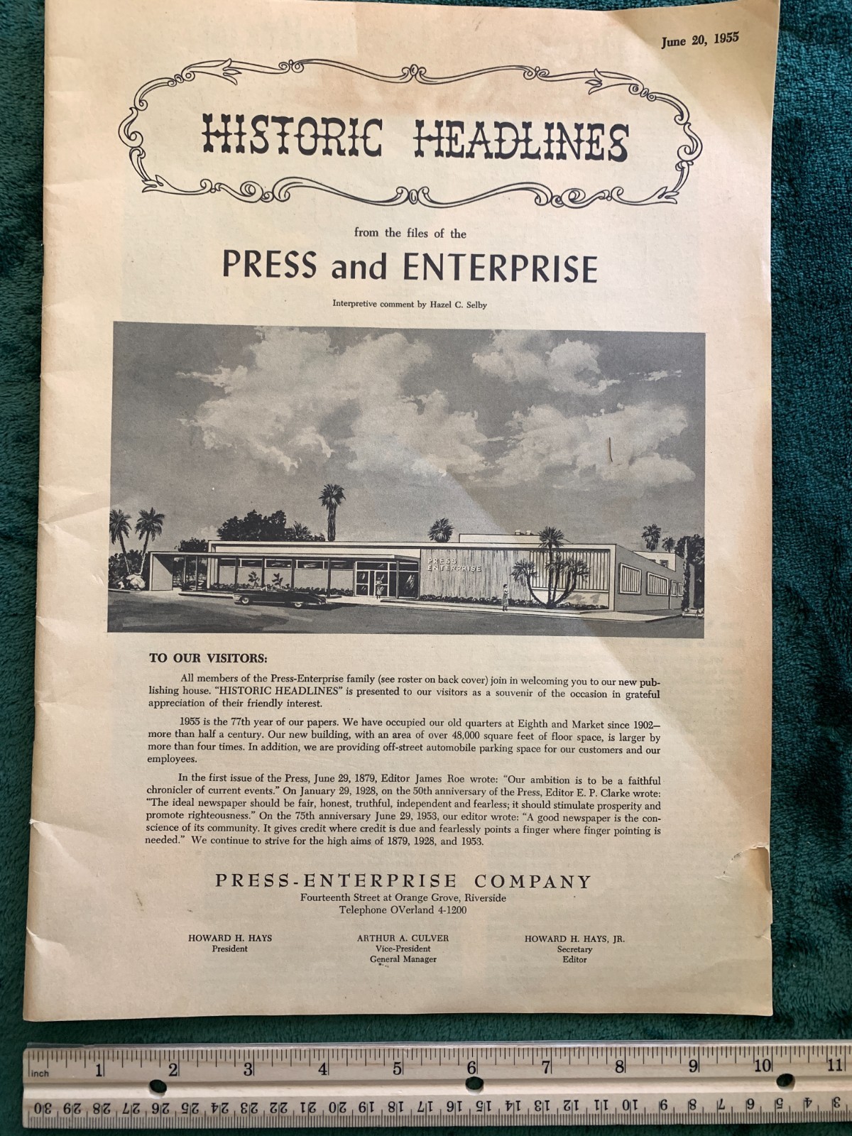 1955 Press Enterprise Historic Headlines Riverside Ca celebrating new office HTF
