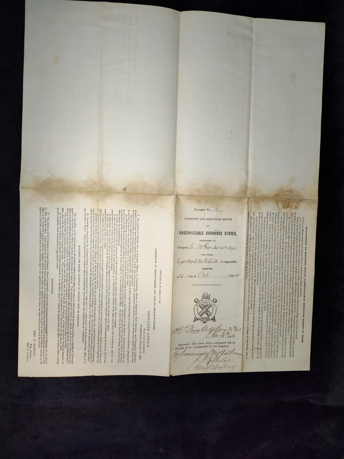 1864 CIVIL WAR Inventory & Inspection, Chattahoochee River, GA