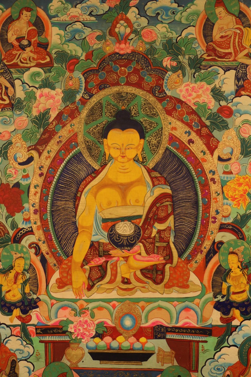 Real Nice Tibet Vintage Old Buddhist H-Painted Thangka Tangka Sakyamuni Buddha