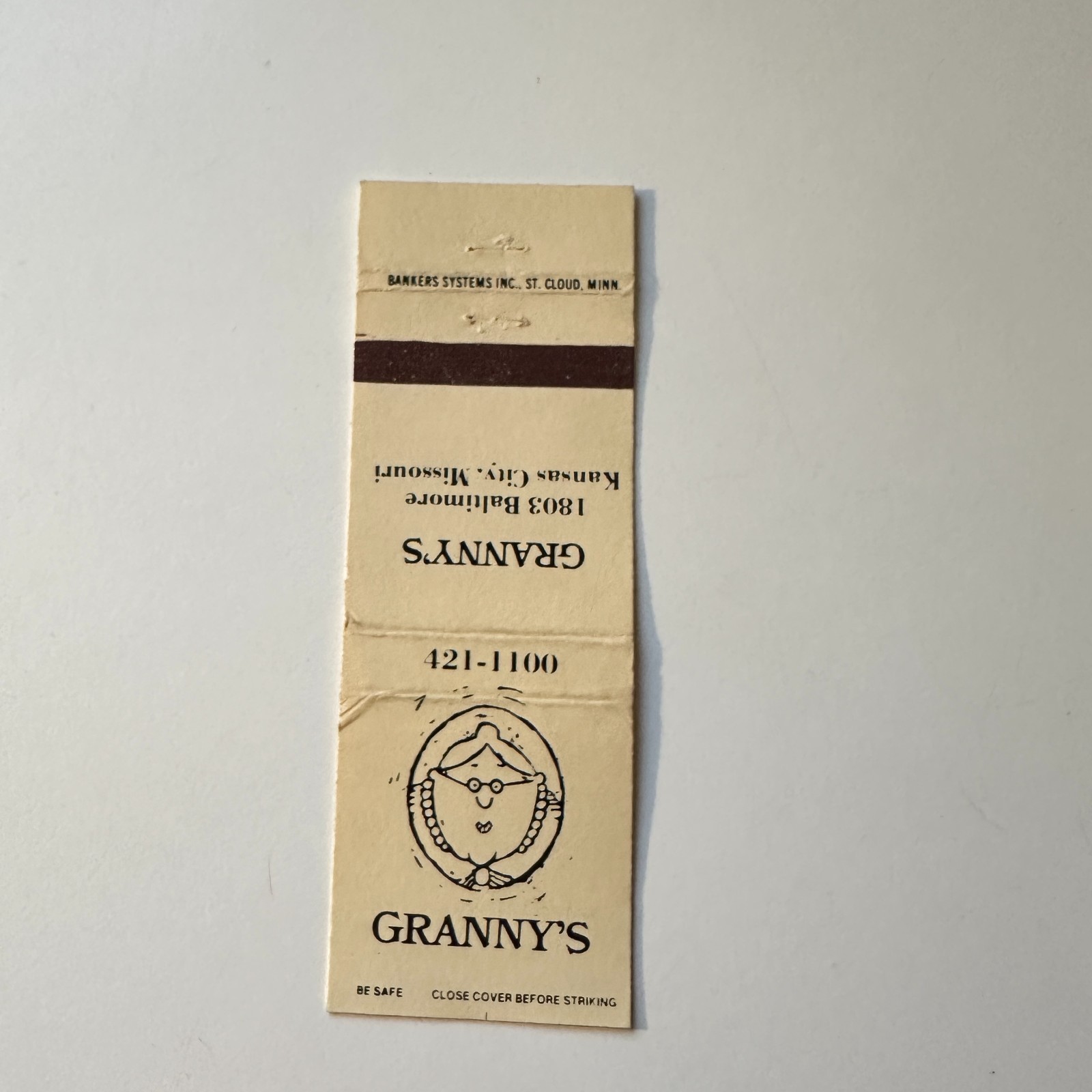 Granny\'s 1803 Baltimore Kansas City MO Vintage Matchbook Cover 4MB116-1