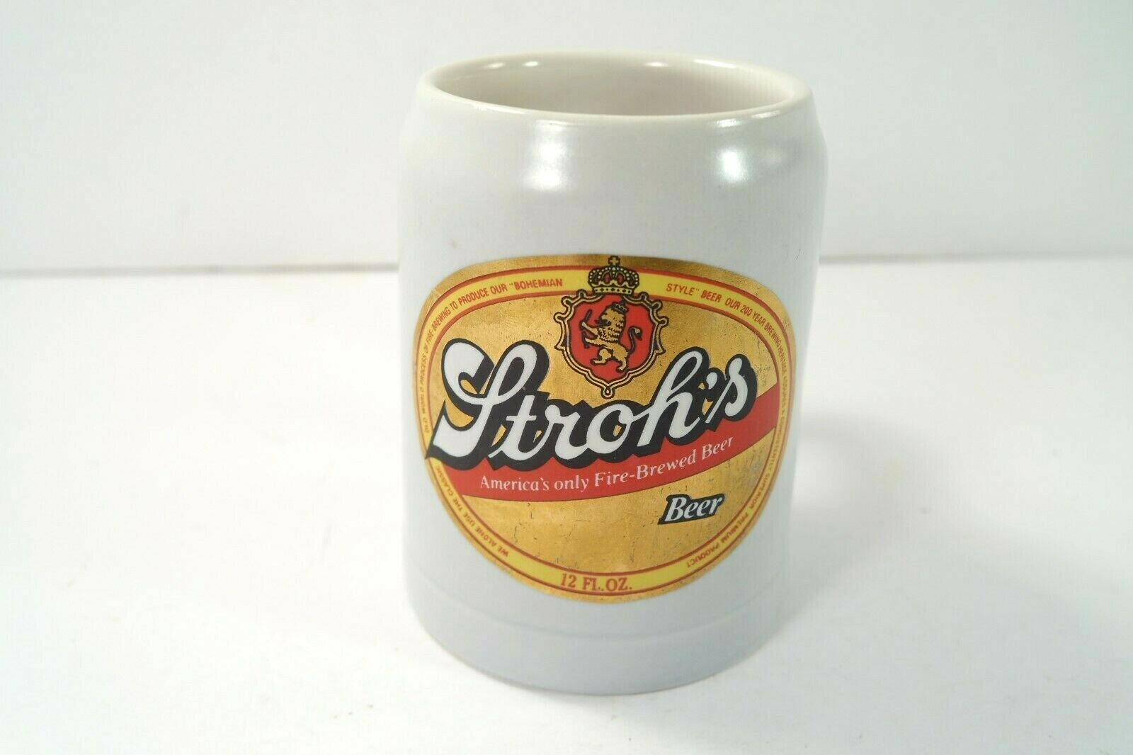 Stroh's Beer Mug Stein Heavy Stoneware / Ceramic Add To your Collection Today