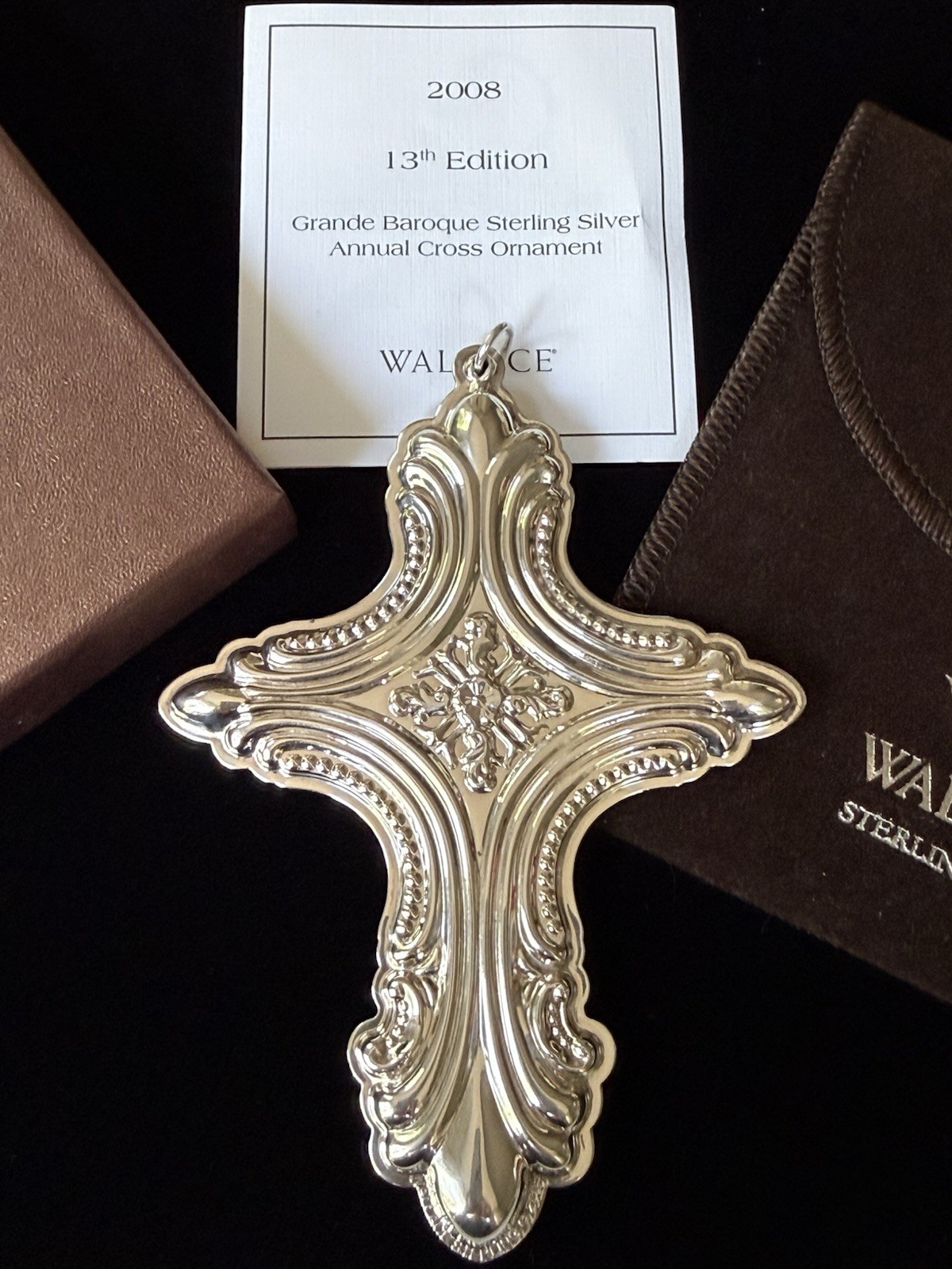 2008 Wallace Silversmiths Grand Baroque Sterling Silver Cross Pendant Ornament