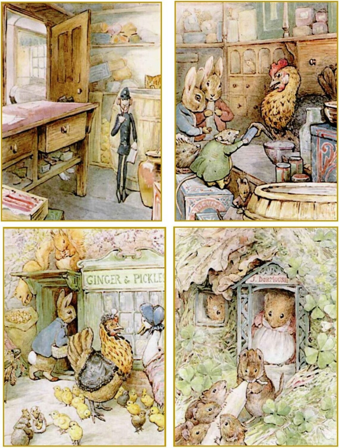 8 BEATRIX POTTER GINGER AND PICKELS STATIONERY WITH ORGANZA BAG