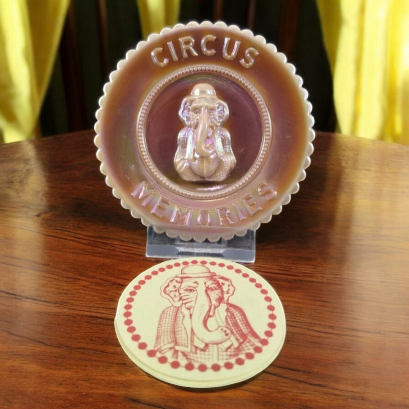 Collectible Summit Circus Memories Cup Plate W/ Elephant In Amberina Carnival