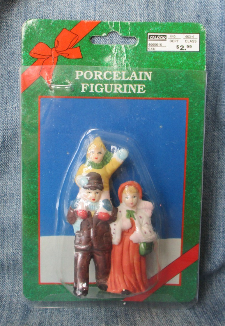 CHILDREN BOYS GIRL Vintage CALDOR Christmas Village PORCELAIN Figure Brand New