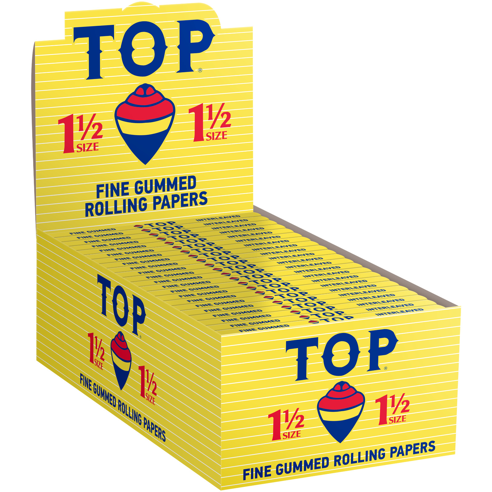 TOP Rolling Paper 1 1/2 Cigarette Paper Fine Gummed 1.5 Size Box of 24 Booklets