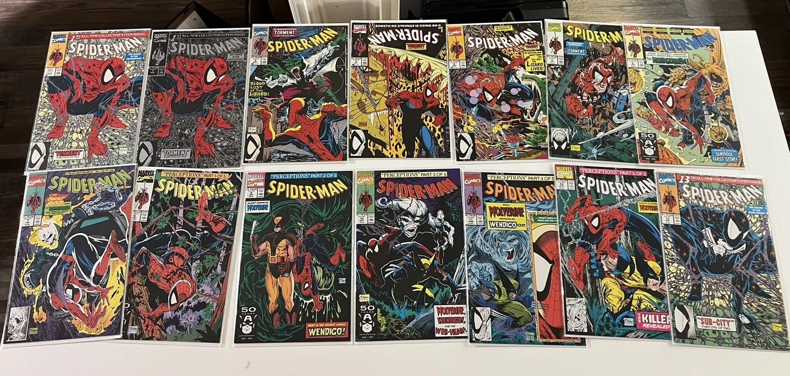 Spider-Man :  #1-13 McFarlane 1990 run- #1 Silver + Reg. Marvel Comics Lot of 14