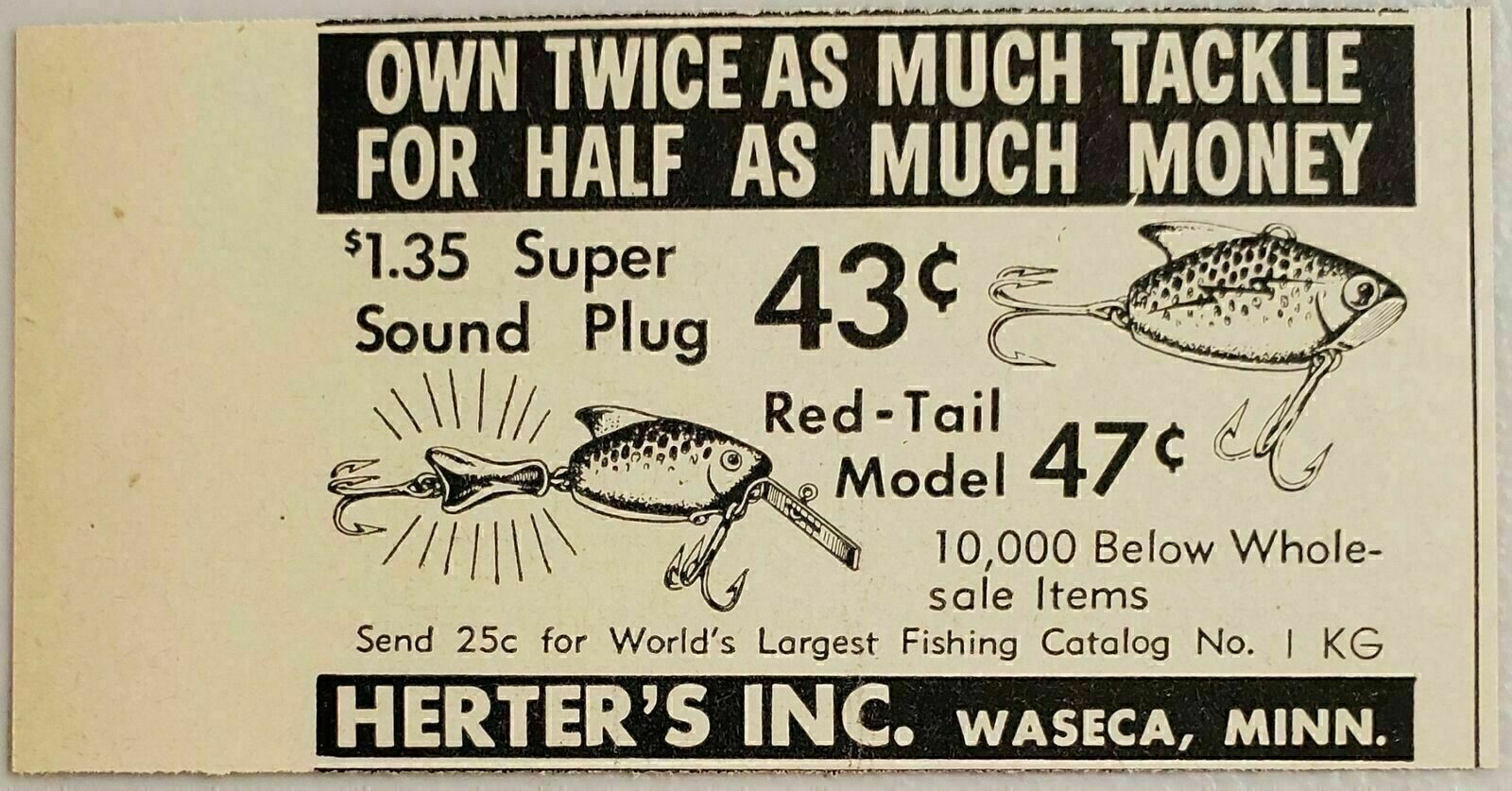 1958 Print Ad Herter's Super Sound Plug & Red-Tail Fishing Lures Waseca,MN