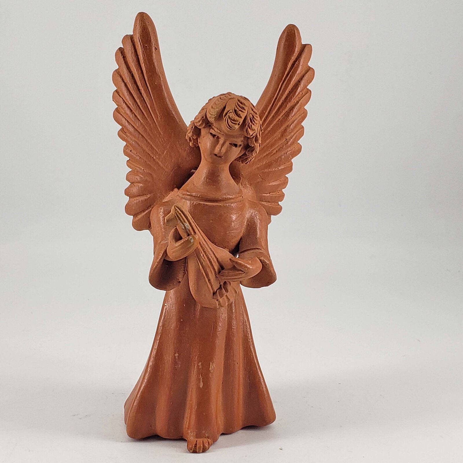 Handcrafted  Studio Art Pottery Mexican Folk Art Red Clay Angel Candleholder