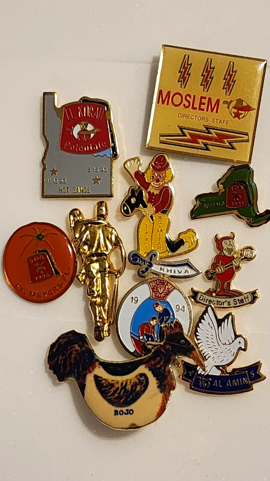 Lot of 10 Assorted Shriners Lapel Pins Vintage Some Signed