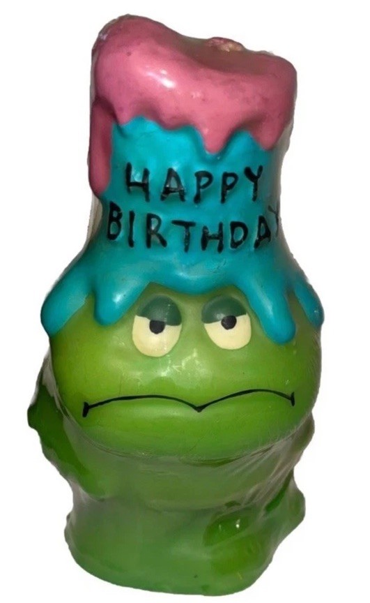 Cute NOS Vintage Guild House Cute Silly Frog Happy Birthday Candle Figurine
