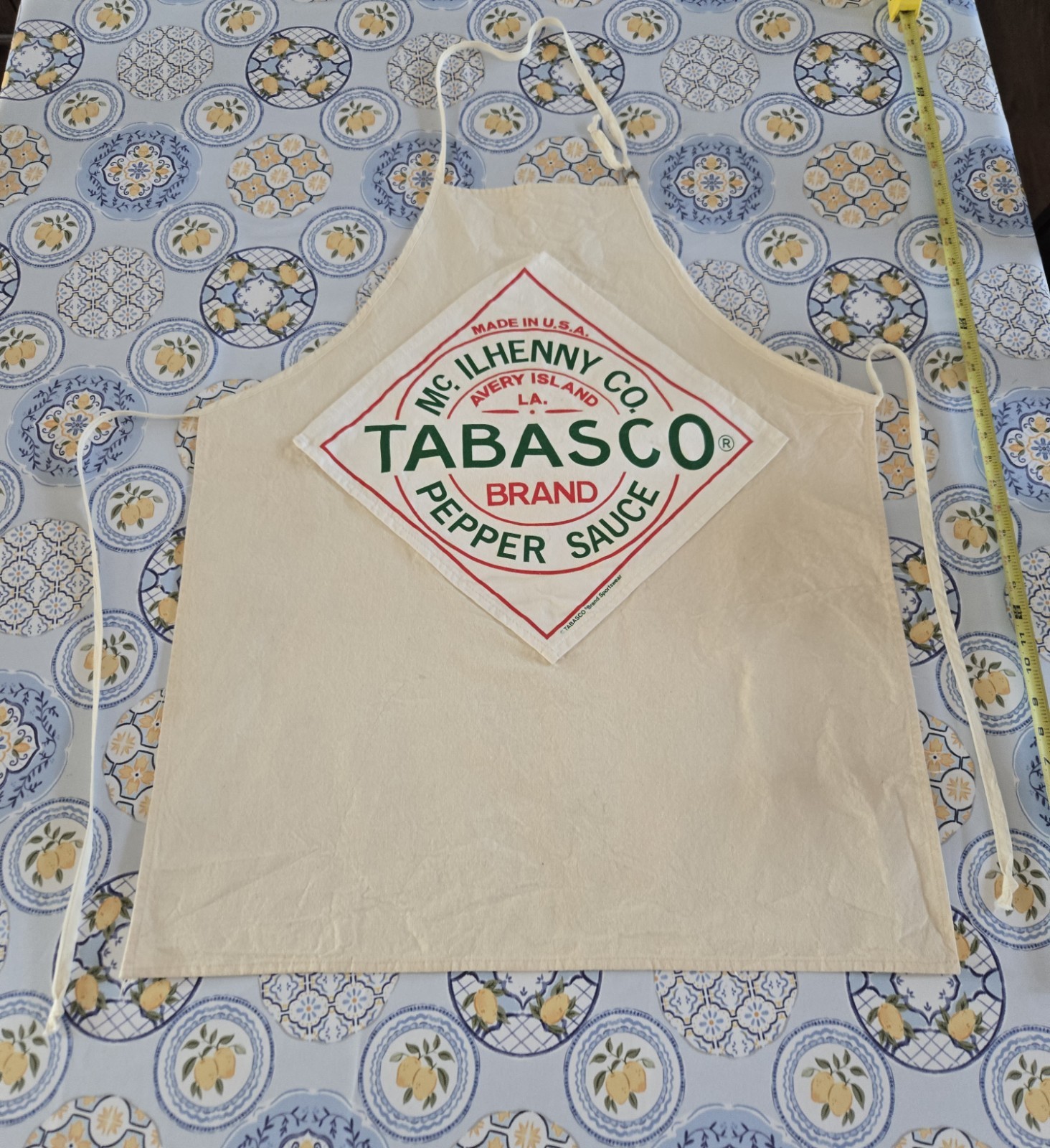 New Vintage 1990's TABASCO Hot Sauce 100% Cotton Apron, Perfect Condition