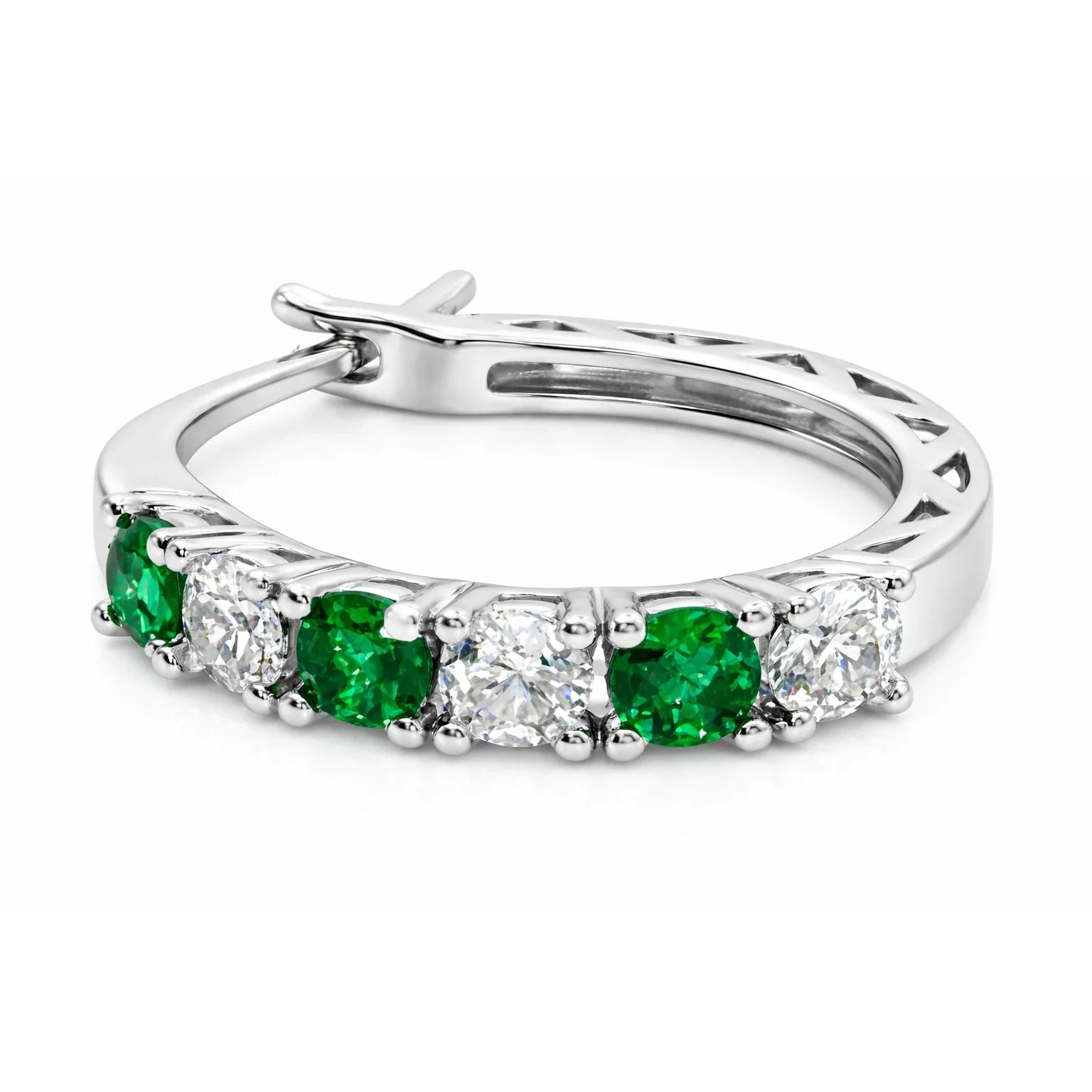 Green & Clear Rhinestone Hoop Earrings, Silver-Tone
