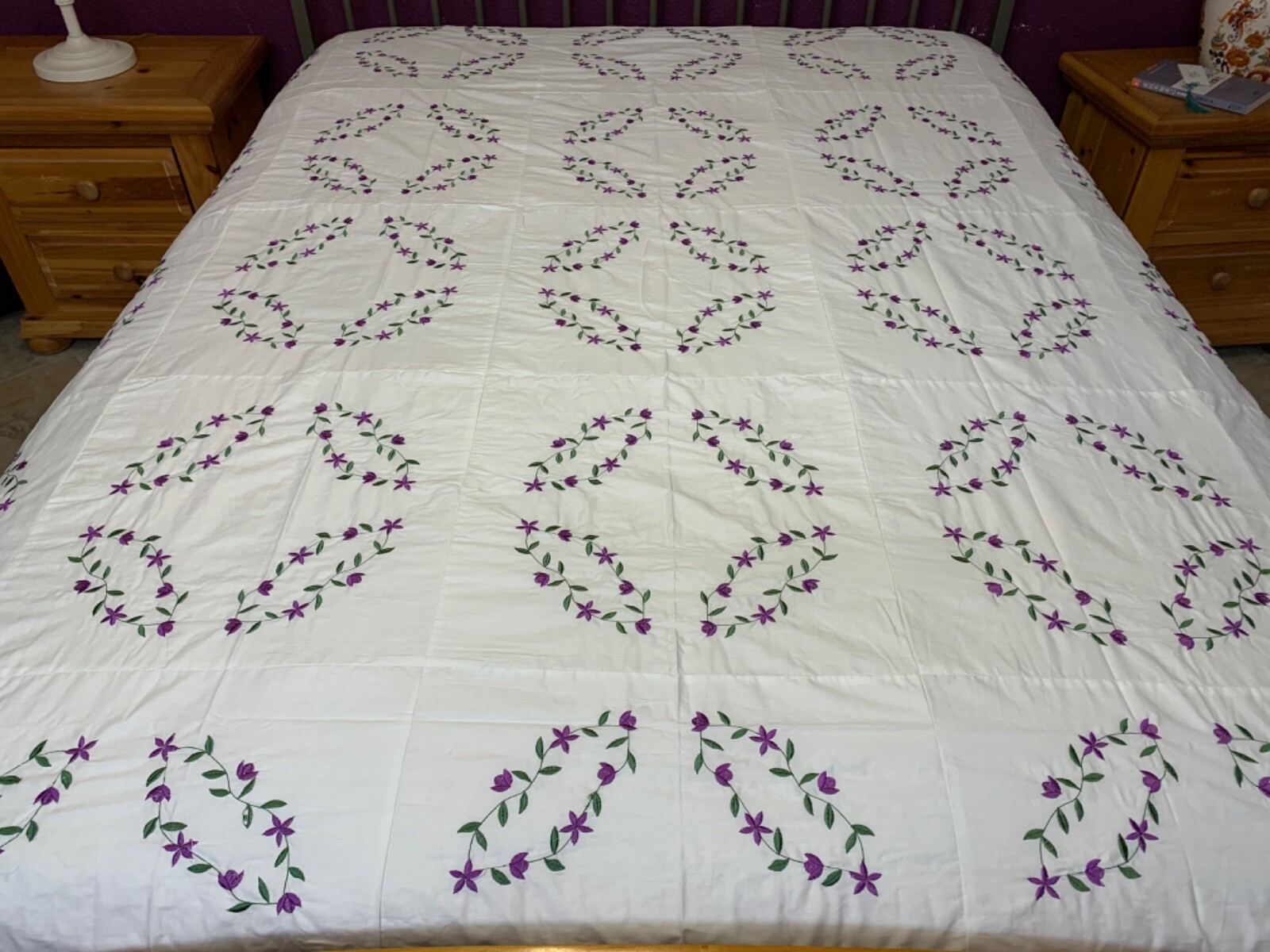 Queen size Machine Embroidery Double wedding Ring Quilt Top J-174A Queen size Machine Embroidery Double wedding Ring Quilt Top J-174A