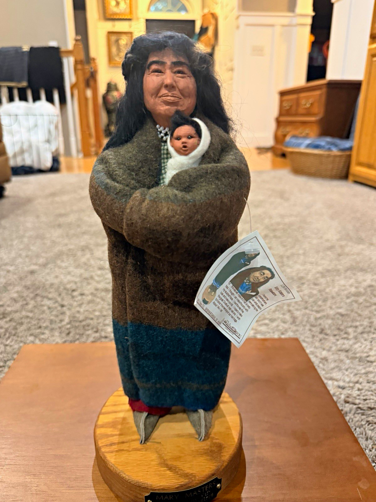Mary Masters Native American Potawatomi Art Doll Mother & Baby Sculpture 14