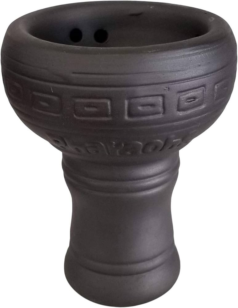 2 Packs Of Pharaohs BLACK-CLAY DOUBLE LAYERED SIDE HOLE BOWL