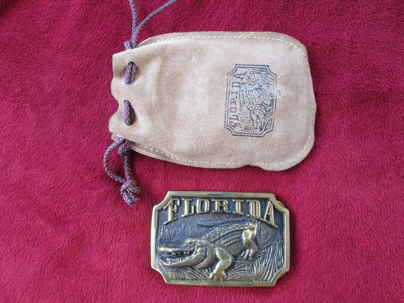 Florida Alligator Solid Brass Vintage Belt Buckle by Heritage Mint [1980]