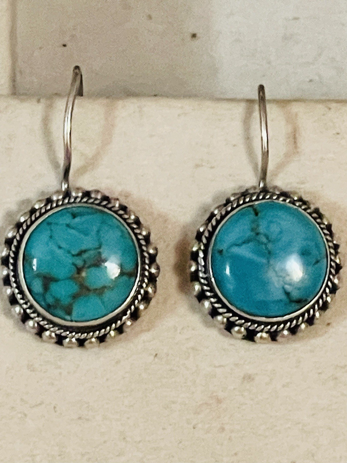 VTG sterling silver Southwest Green turquoise earrings