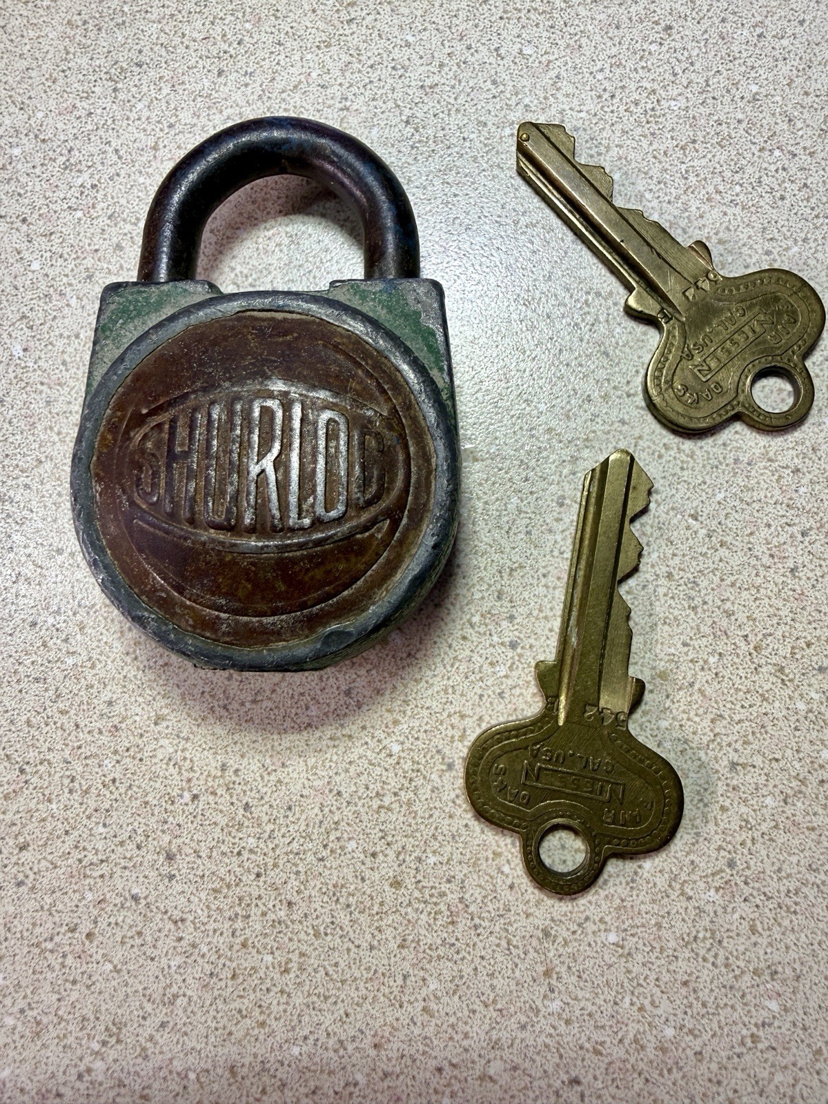 Vintage Shurloc Padlock With 2 Keys