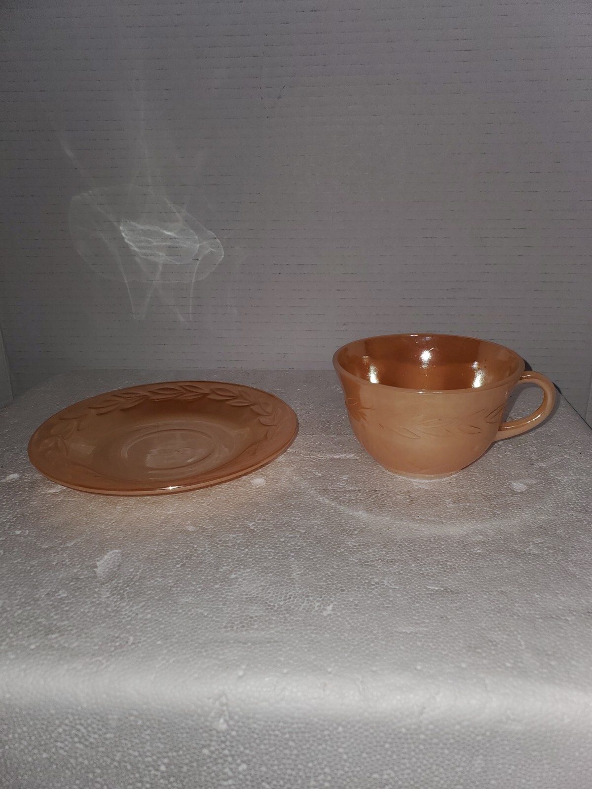 Vintage Fire King Peach Laurel Leaf Lustre Oven Ware Luncheon Plate