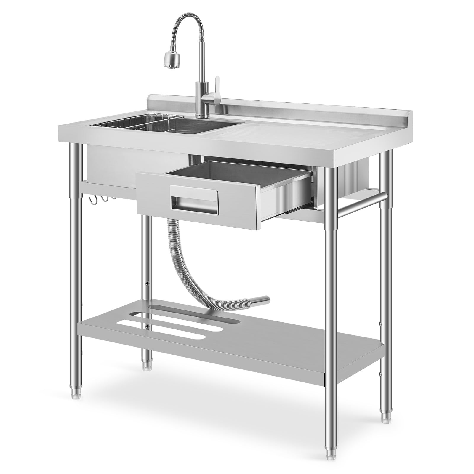 Utility Kitchen Sink Standing Stainless Steel Commercial Restaurant Laundry Sink