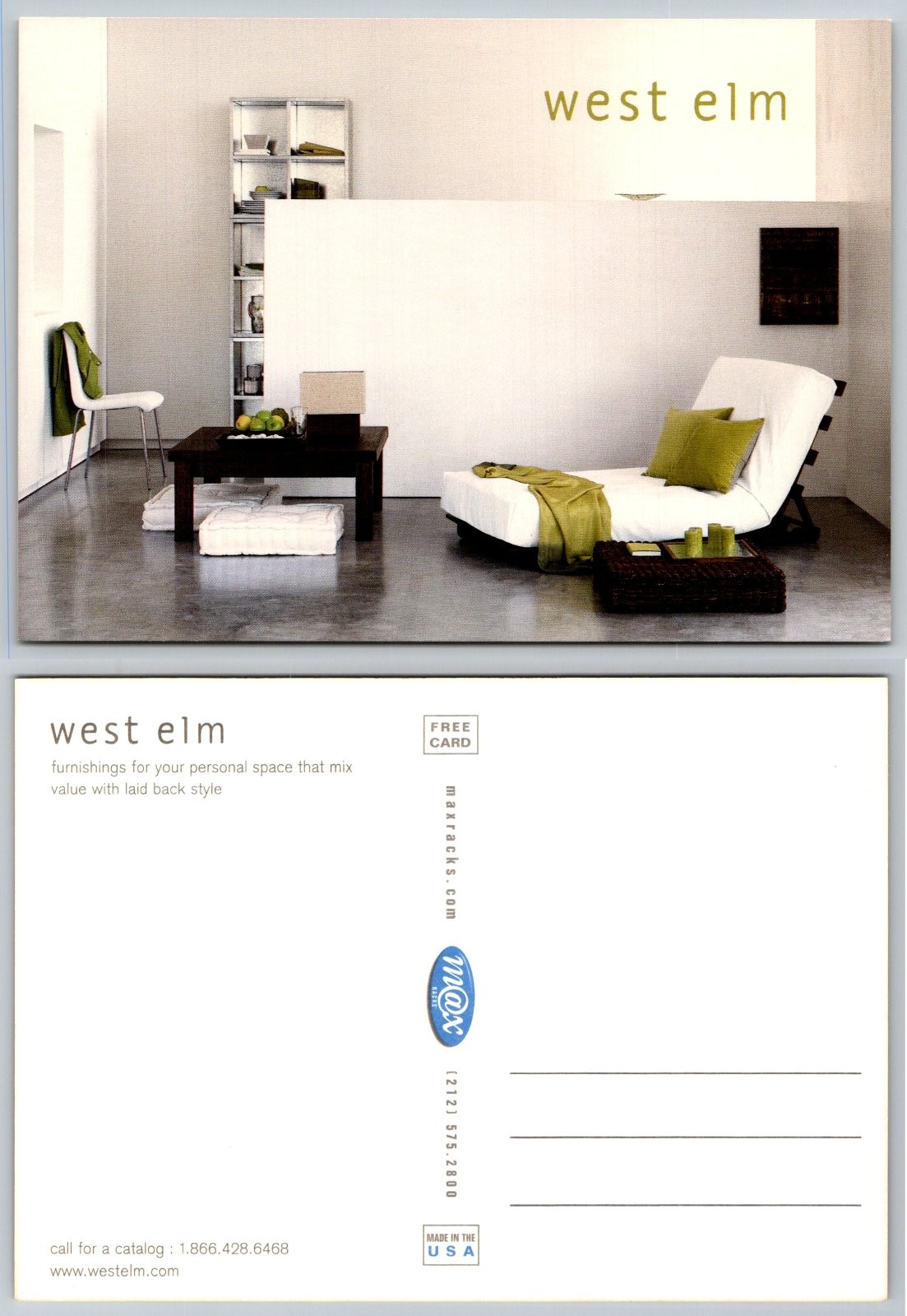 Continental West Elm Furnishings Advertising Postcard
