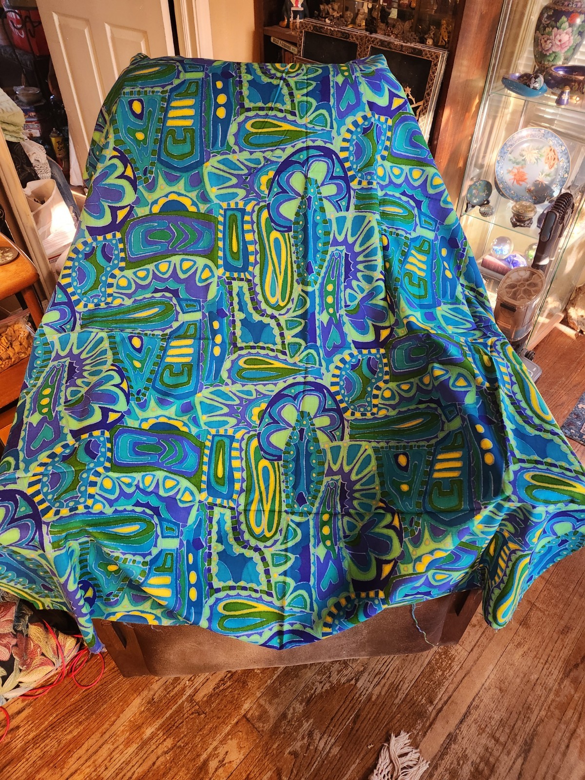 Beautiful Vintage Turquoise Fabric '60s'70s