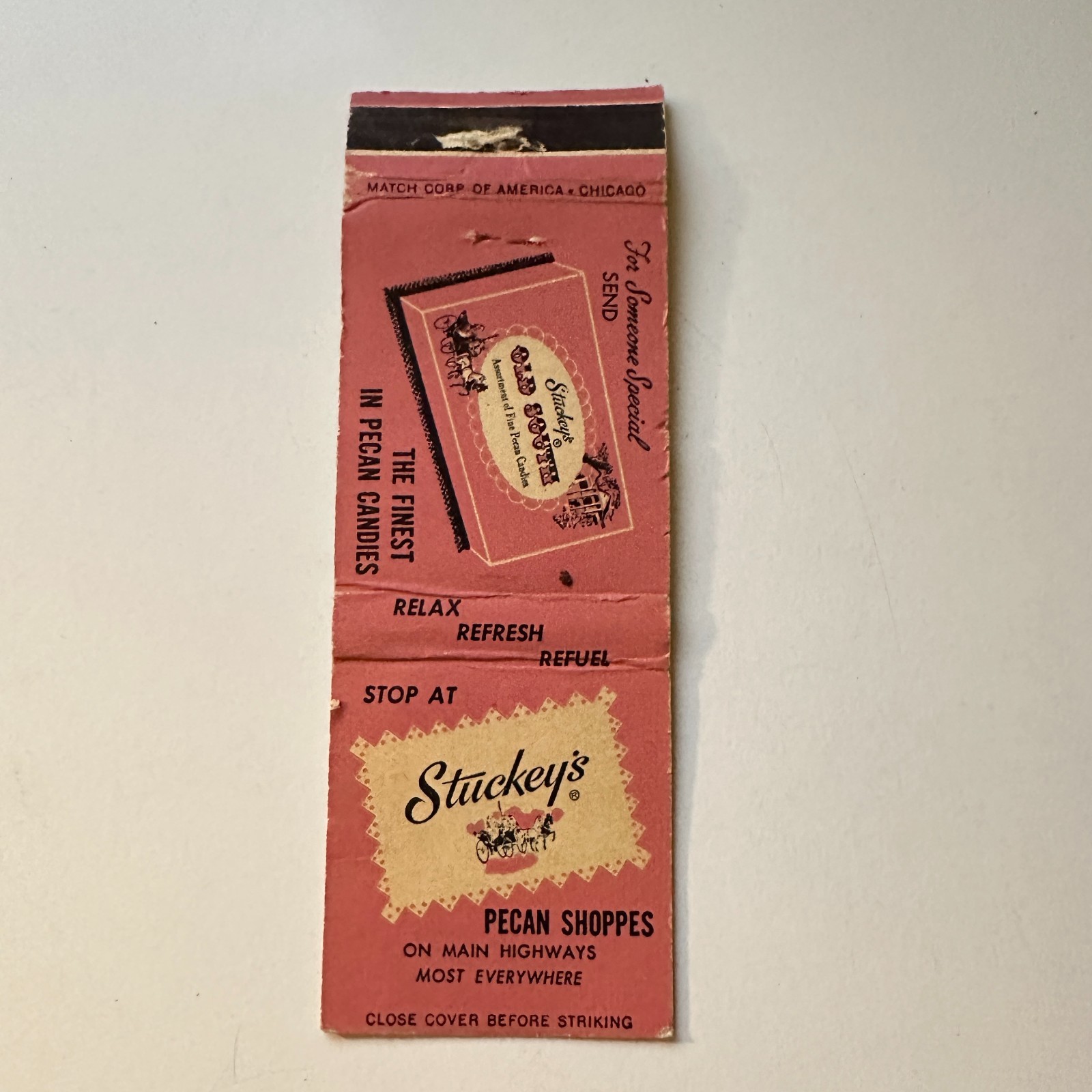 Stop at Stuckey\'s Pecan Shoppes Eastman GA Vintage Matchbook Cover 5MB124-6