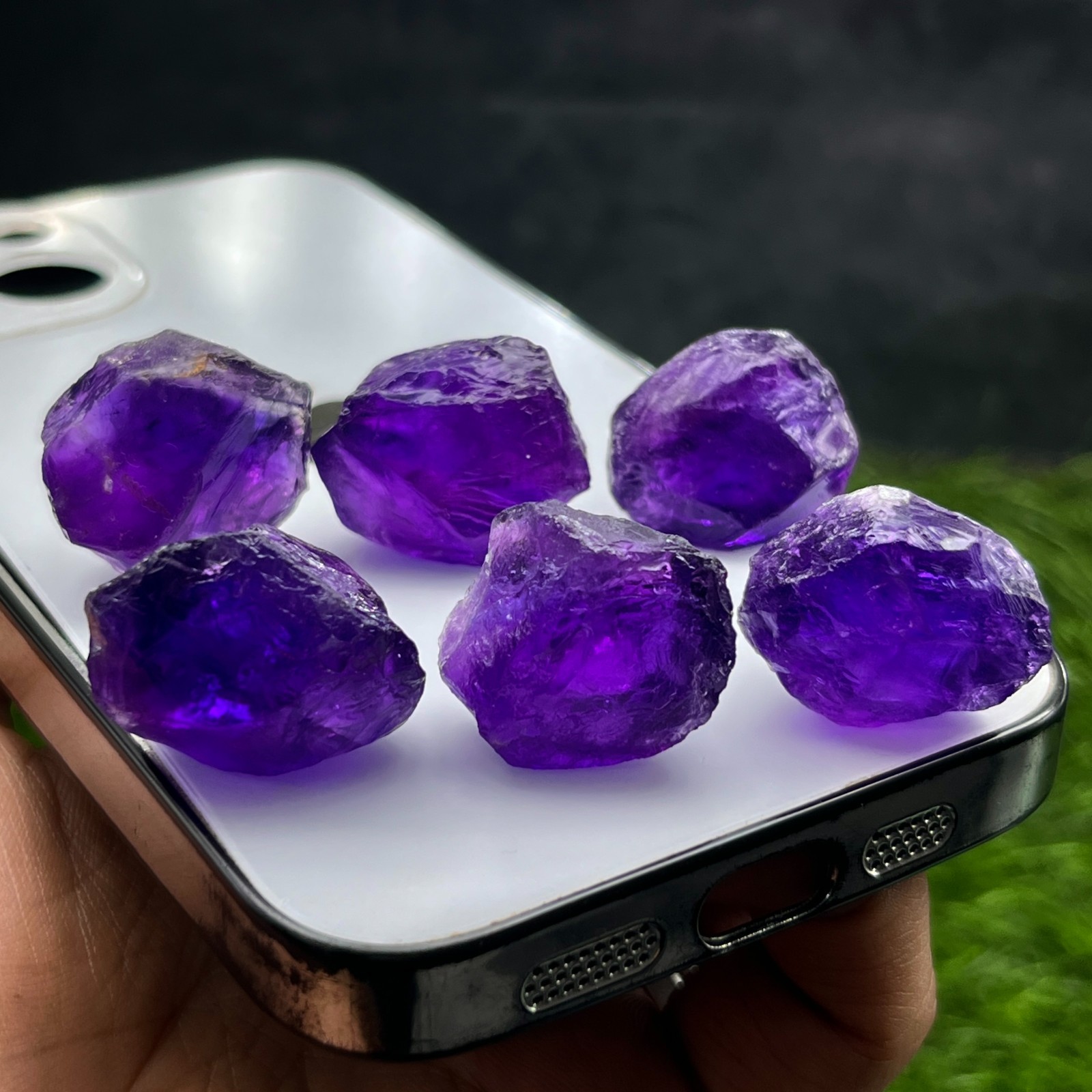278 Ct Natural Amethyst Rough Lot – 6 Pieces Deep Purple Raw Quartz Crystals