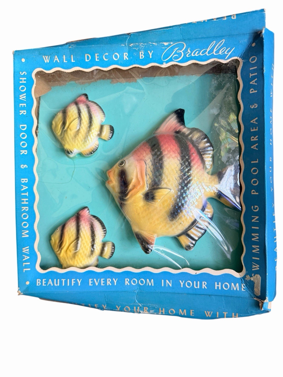 Vintage BRADLEY Fish Wall Plaques In ORIGINAL BOX  🌊 1950’s 1960’s