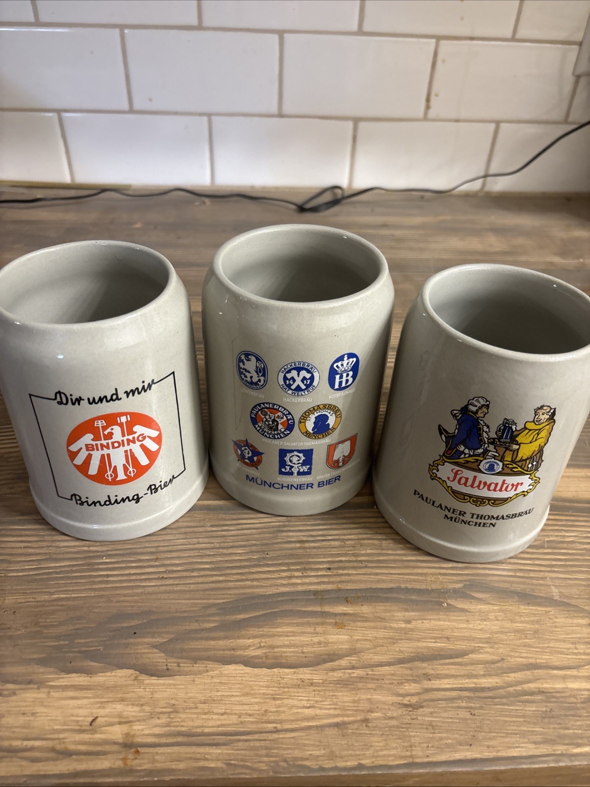 3 Vintage Stoneware W. German Beer mugs/steins, .05 Liter, Excellent Conditon 3 Vintage Stoneware W. German Beer mugs/steins, .05 Liter, Excellent Conditon