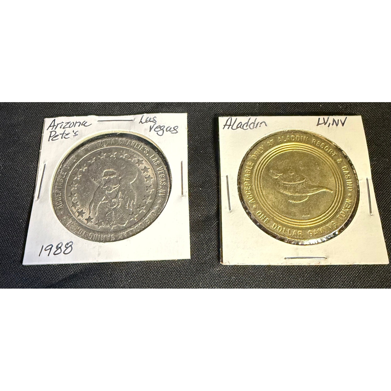 Vintage Las Vegas Casino Token Lot 1988 Arizona Charlie's 2000 Aladdin $1 Gaming