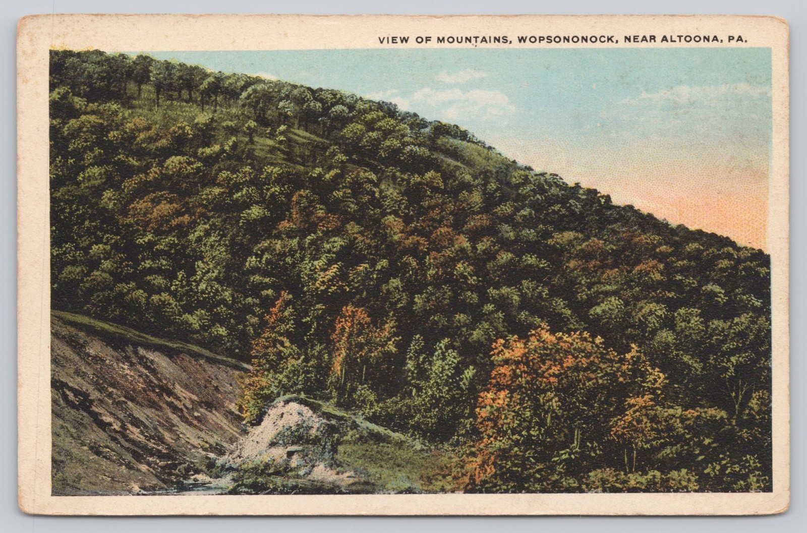 View of Mountains, Wopsononock, near Altoona PA Pennsylvania Postcard 1920s