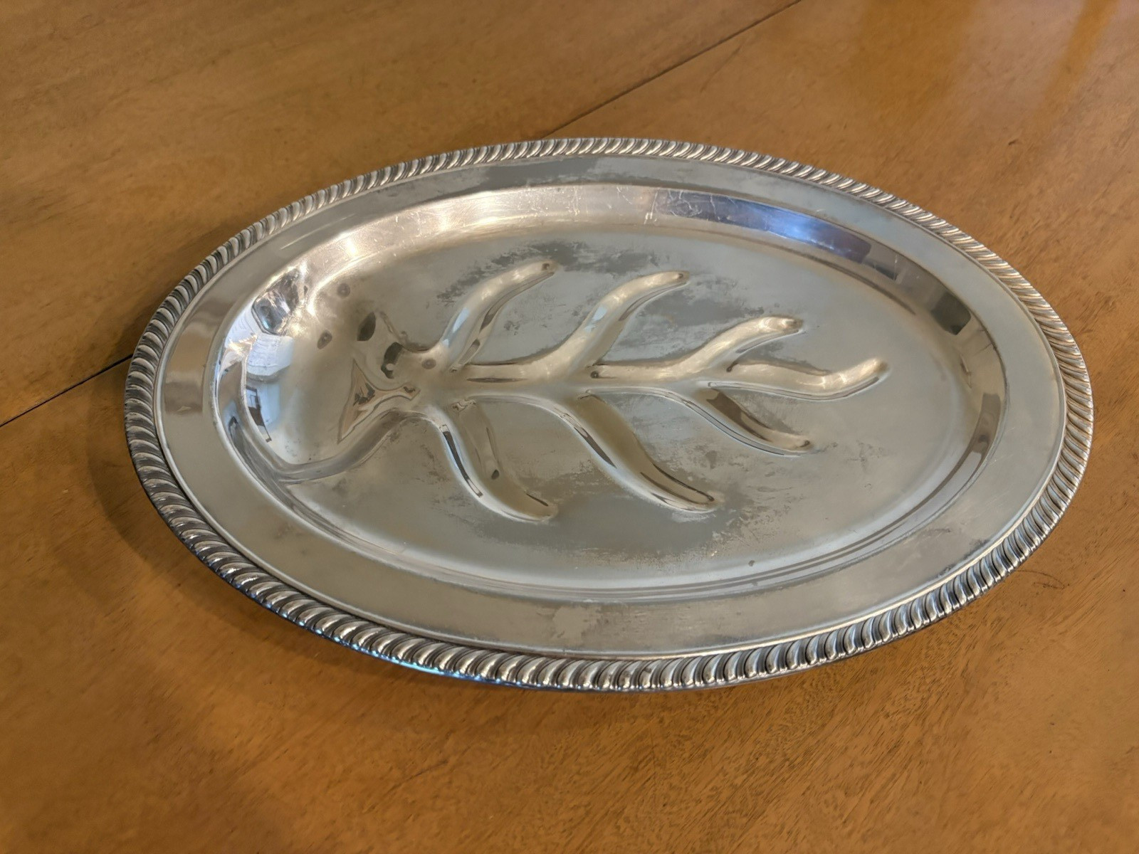VTG Tree Well Design Footed Meat Platter by Crosby Silver Plated 16