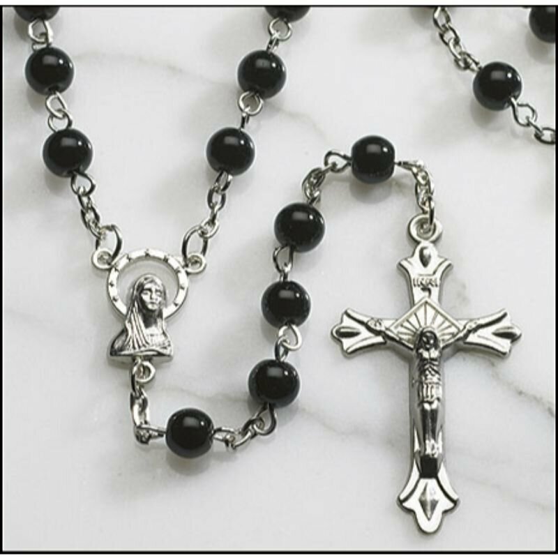 Black Round Glass 6MM Beads Rosary 20 Black Round Glass 6MM Beads Rosary 20
