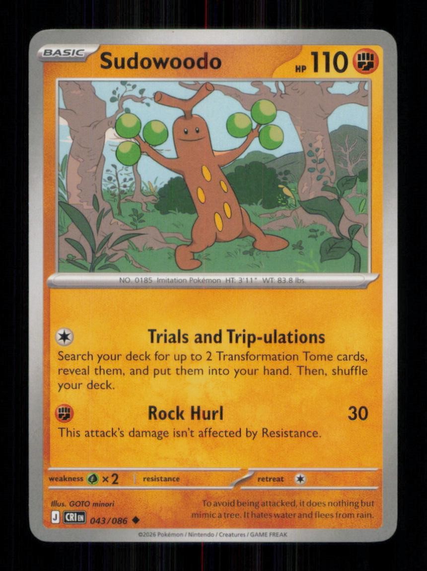 SUDOWOODO UNCOMMON 043/086 NM POKEMON SUDOWOODO UNCOMMON 043/086 NM POKEMON