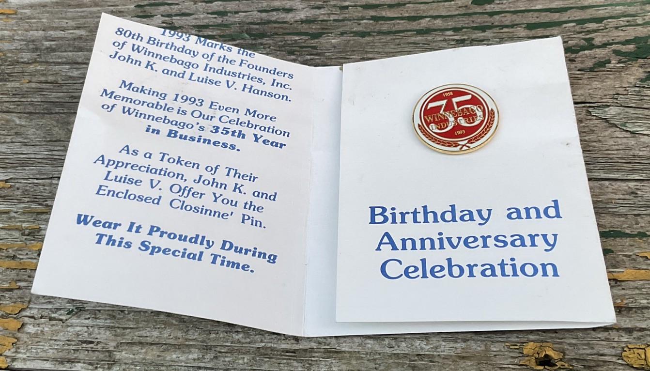 Vintage Winnebago Metal Enamel Pin - 35th Anniversary In Card Sleeve