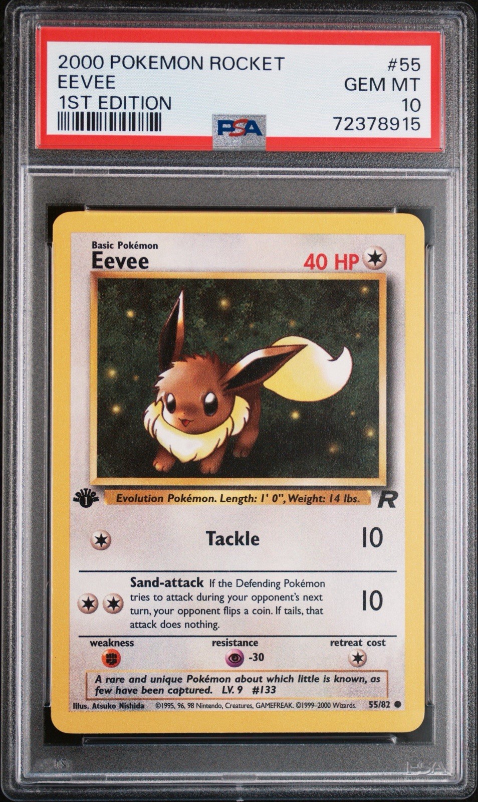 2000 Pokémon Team Rocket Eevee 1st Edition PSA 10 #55/82 English