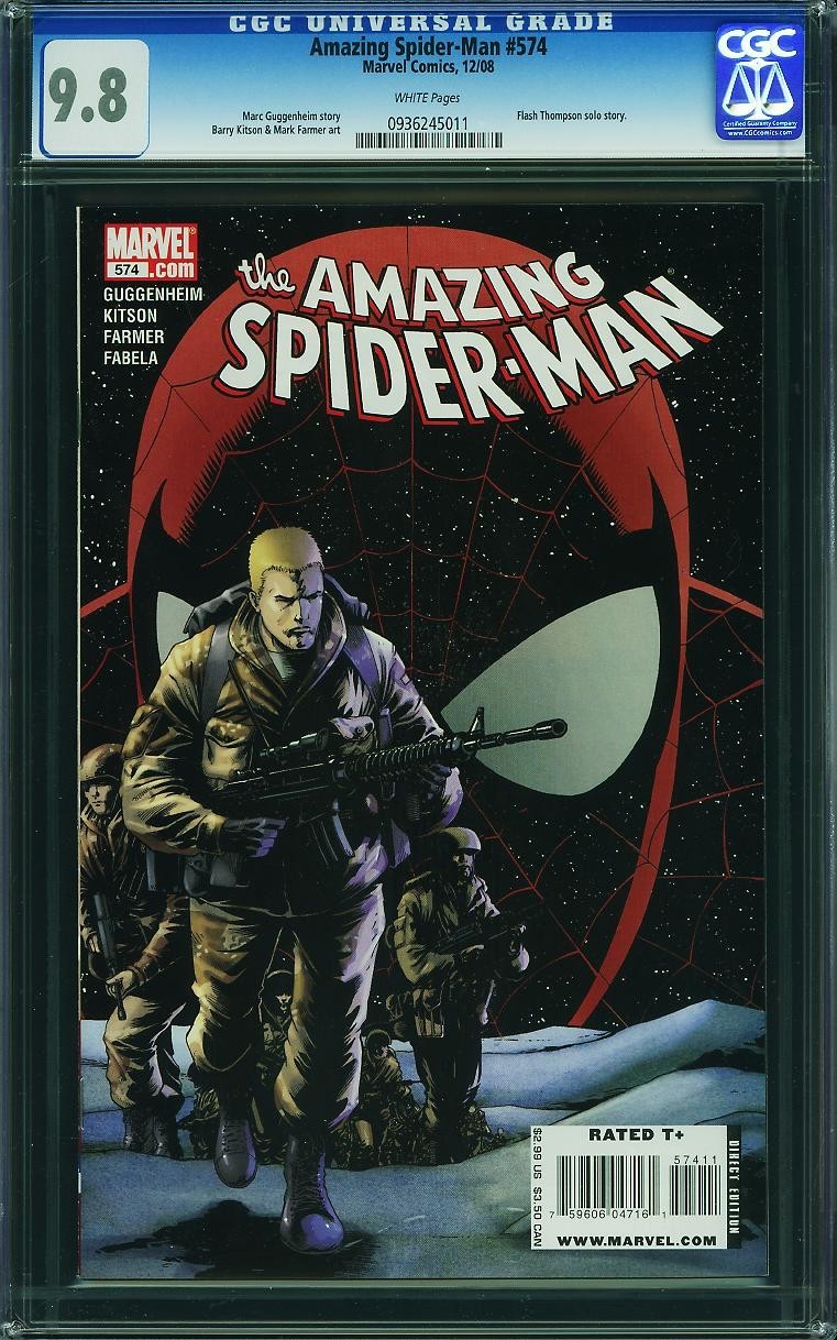 Amazing Spider-Man 574 CGC 9.8 NM-MT WP Flash Thompson Origin Story Marvel 2008 Amazing Spider-Man 574 CGC 9.8 NM-MT WP Flash Thompson Origin Story Marvel 2008