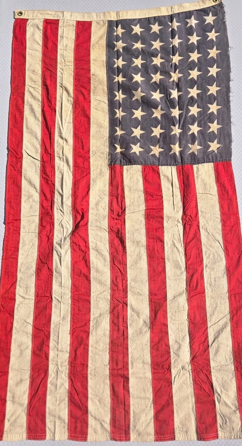 Vintage 48-Star United States Flag WWII Military Laundry Mark PEX-209