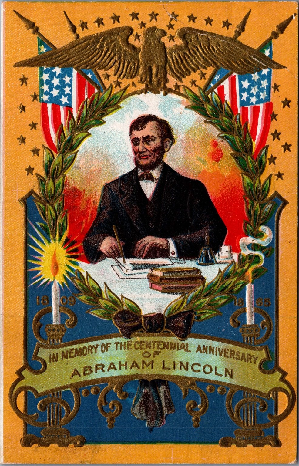 1909 Abraham Lincoln Centennial Anniversary Postcard Boston Postmark