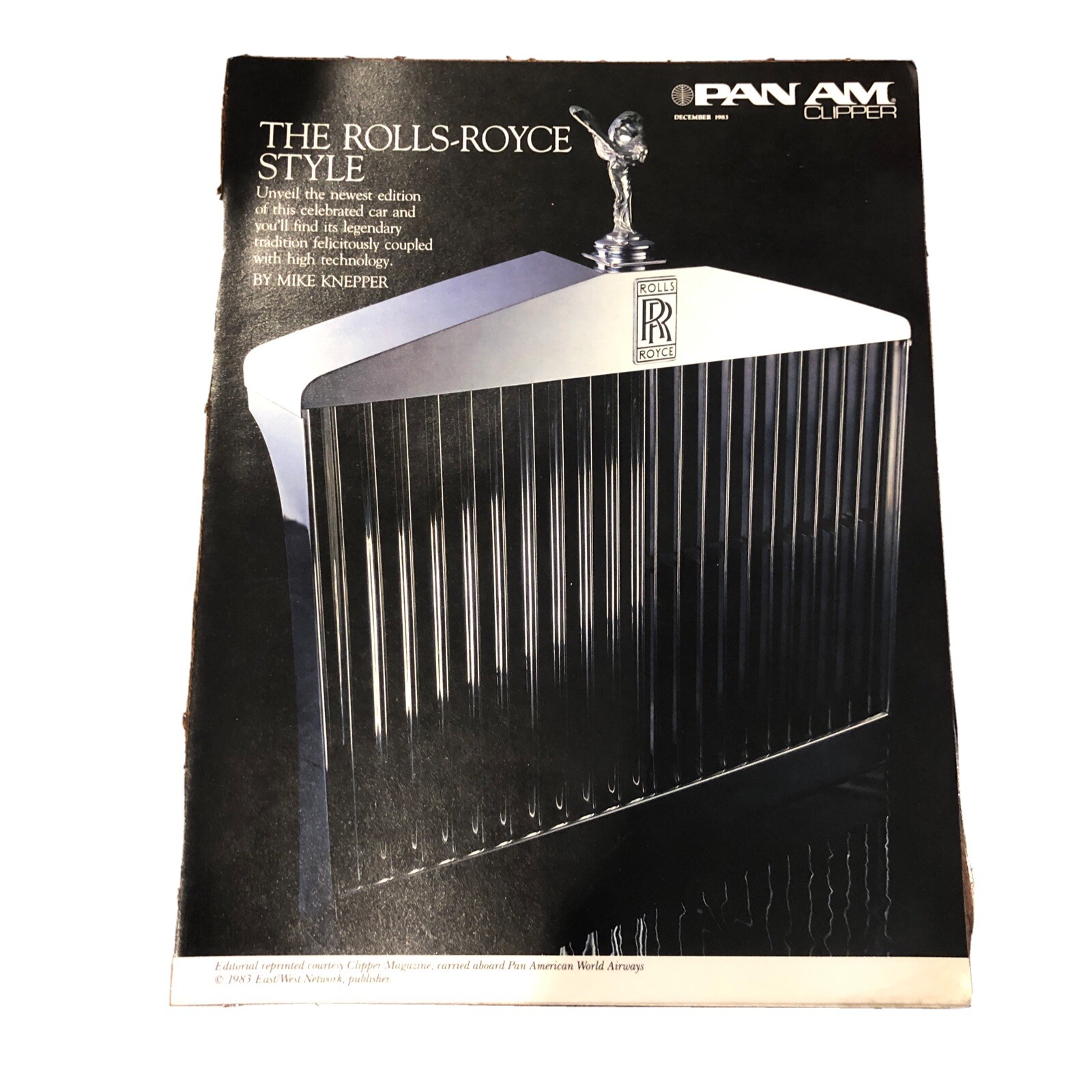 1983 DECEMBER PAN-AM AIRLINES CLIPPER INFLIGHT MAGAZINE ROLLS ROYCE STYLE ISSUE