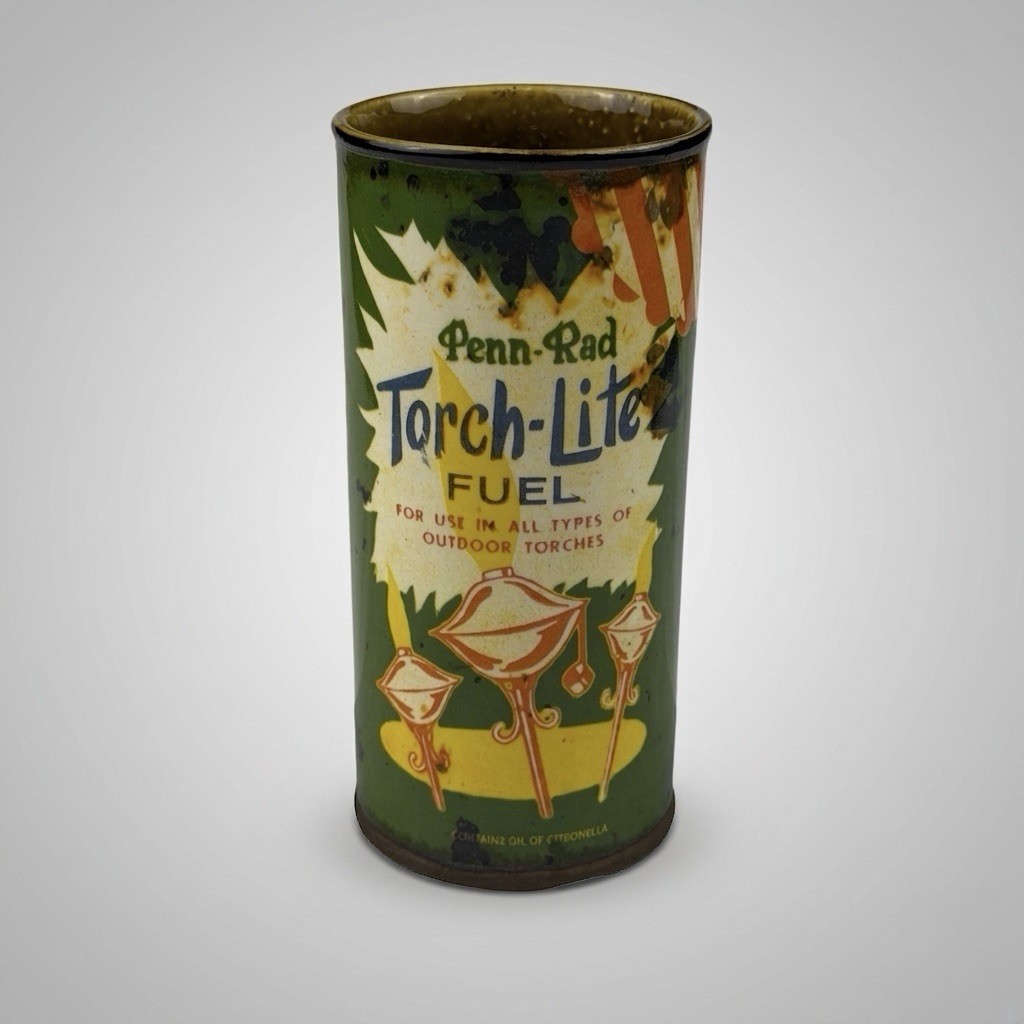 Mitchell Spain Studio Ceramic Penn-Rad Torch-Lite Fuel Vintage Can Tumbler Mug