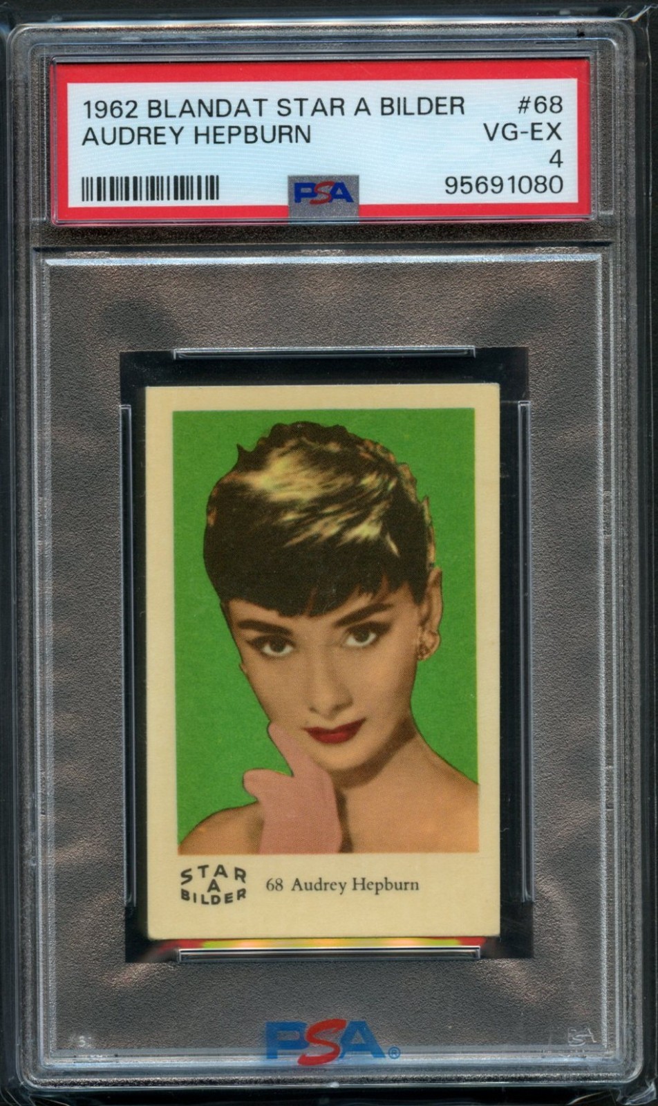 Audrey Hepburn #68 1.5x2.5 Card 1962 Blandat Star a Bilder PSA 4 Slabbed