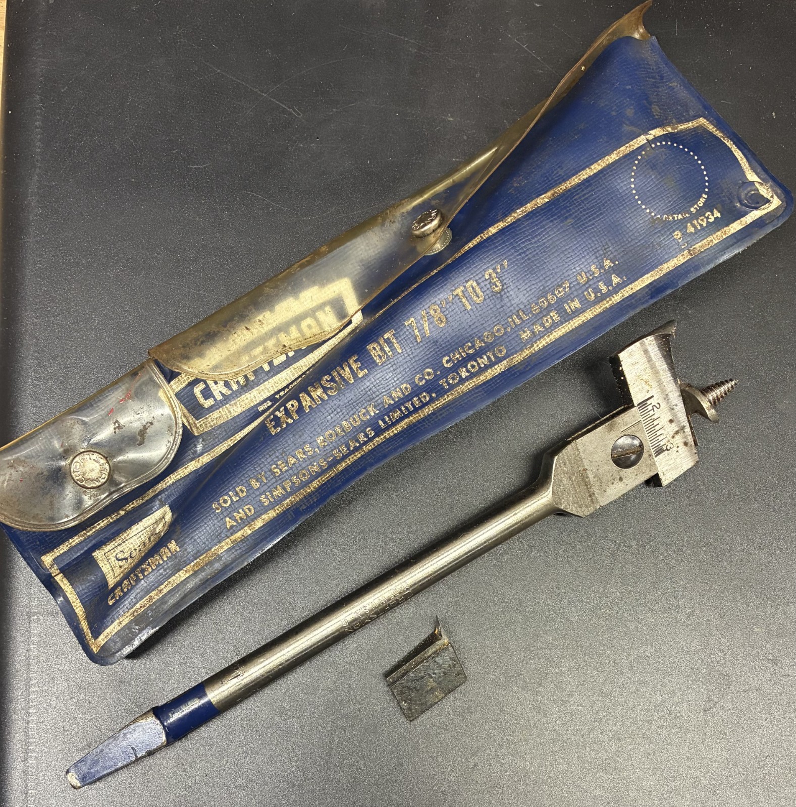 Vintage Sears Craftsman 7/8” to 3” Expansive Bit 9 41934 Made in USA With Case