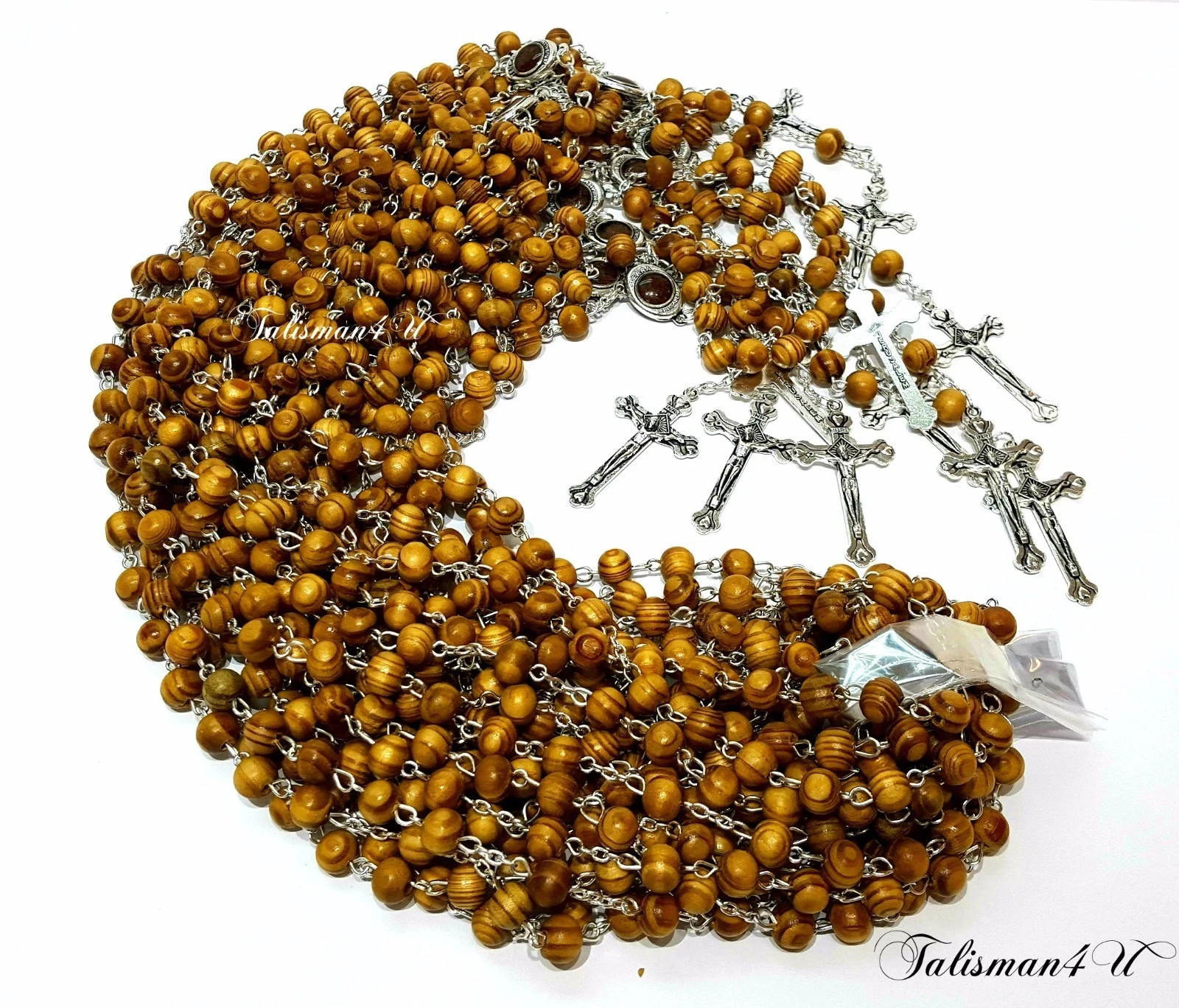 12 x OLIVE WOOD ROSARY NECKLACE ROUND BEADS CROSS CRUCIFIX JERUSALEM SOIL LOT 12 x OLIVE WOOD ROSARY NECKLACE ROUND BEADS CROSS CRUCIFIX JERUSALEM SOIL LOT